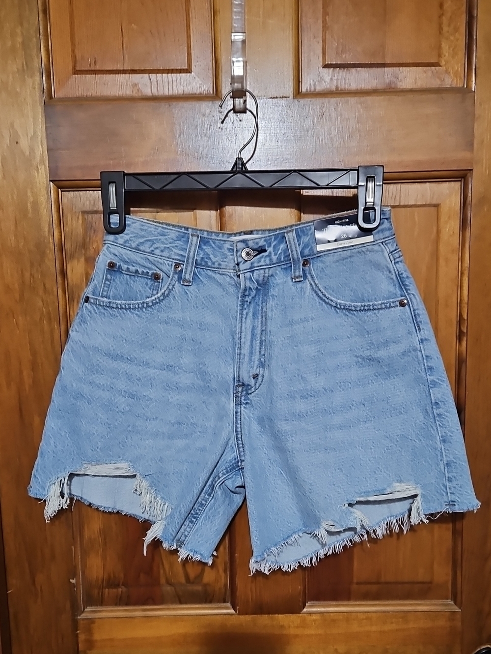 Abercrombie & Fitch High-Rise The Loose Short  Distressed Denim Shorts-NWT